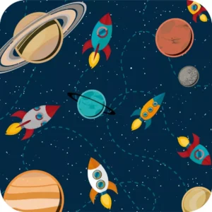 Papel De Parede Astronauta Foguete Infantil Kit 2 Rolos A411