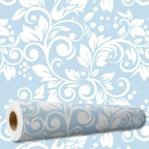 Papel De Parede Auto Adesivo Floral Lavável Azul 3 Mts