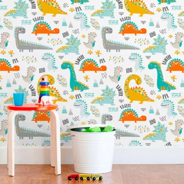 Papel De Parede Auto Adesivo Infantil Baby Dinossauro Dino