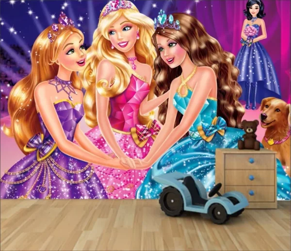 Papel De Parede Auto Adesivo Princesas Barbie 4m²