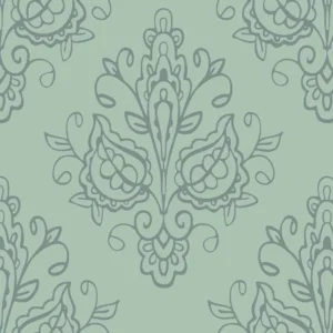 Papel De Parede Autocolante Arabesco Vintage Damask Verde 10