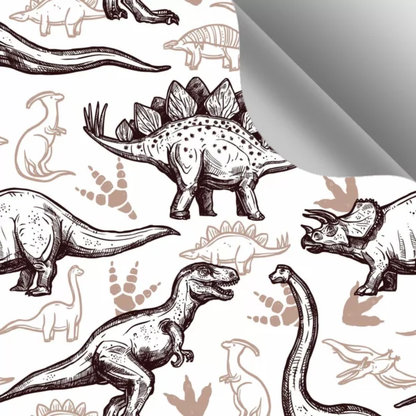 Papel De Parede Autocolante Quarto Dinossauro Marrom 12m