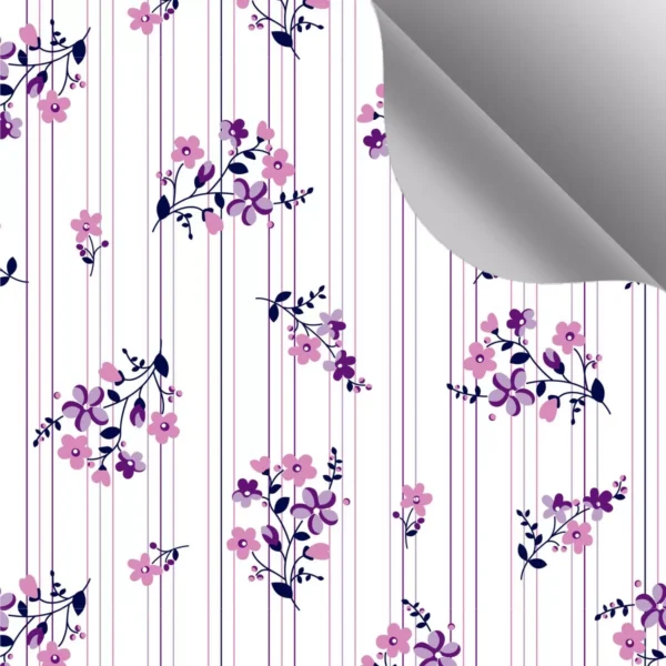 Papel De Parede Autocolante Quarto Flor Lilás Listrado 10m