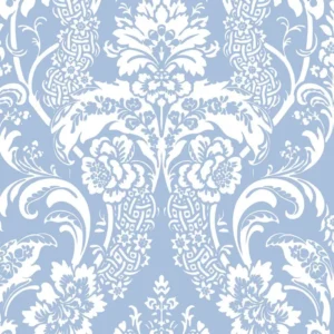 Papel De Parede Azul Celeste Arabesco Adesivo Sala Quarto