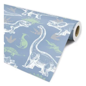 Papel De Parede Azul Dinossauros Quarto Infantil Menino 3m