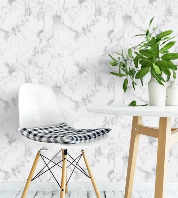 Papel De Parede Azulejo Mármore Branco Estilo Porcelanato