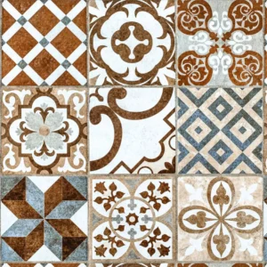 Papel De Parede Azulejo Marroquino Marrom 10mtx58cm