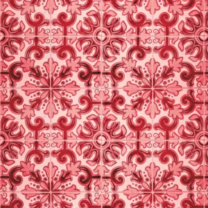 Papel De Parede Azulejo Português Vermelho Queimado Roseado