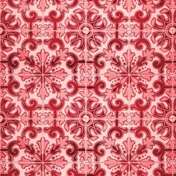 Papel De Parede Azulejo Português Vermelho Queimado Roseado