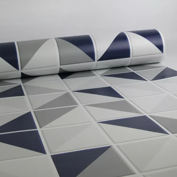 Papel De Parede Azulejo Retângulo Azul 0,58x3,00m