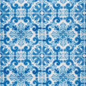 Papel De Parede Azulejo Tons Azul Claro Vinil Delicado 3m