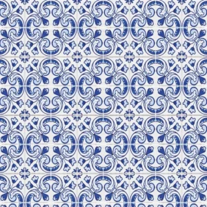 Papel De Parede Azulejo Tons Azul Lavável Vinil Delicado 3m