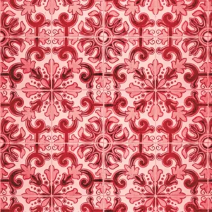 Papel De Parede Azulejo Tons Vermelho Lavável Delicado 3m