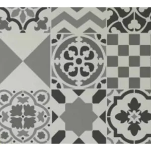 Papel De Parede Azulejos Patchwork Em Tons De Cinza