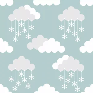 Papel De Parede Baby Infantil Nuvens Com Fundo Verde Claro