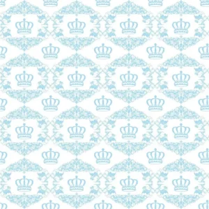 Papel De Parede Baby Menina Coroa Azul Claro Delicado 3m