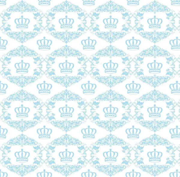 Papel De Parede Baby Menina Coroa Azul Claro Delicado 3m