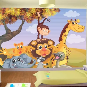 Papel De Parede Baby Zoo Safari Bichinhos Selva 10m² Azs09