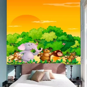 Papel De Parede Baby Zoo Safari Bichinhos Selva 10m² Azs12