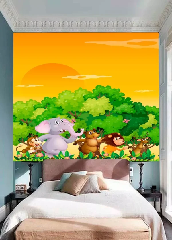 Papel De Parede Baby Zoo Safari Bichinhos Selva 10m² Azs12