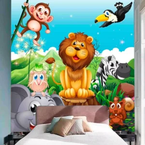 Papel De Parede Baby Zoo Safari Bichinhos Selva 3,5m² Azs14