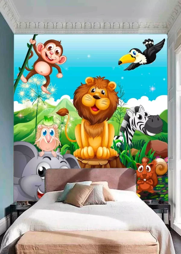 Papel De Parede Baby Zoo Safari Bichinhos Selva 3,5m² Azs14