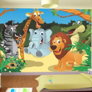 Papel De Parede Baby Zoo Safari Bichinhos Selva 3m² Azs37