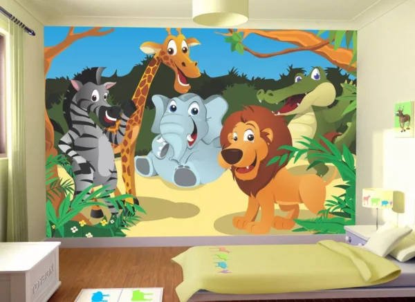 Papel De Parede Baby Zoo Safari Bichinhos Selva 3m² Azs37