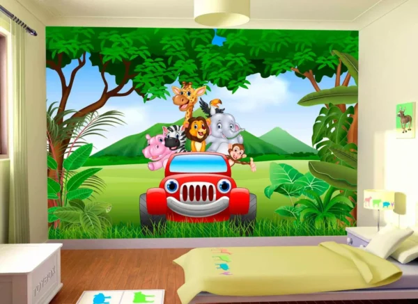 Papel De Parede Baby Zoo Safari Bichinhos Selva 4,5m² Azs38