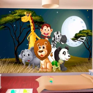 Papel De Parede Baby Zoo Safari Bichinhos Selva 6m² Azs08