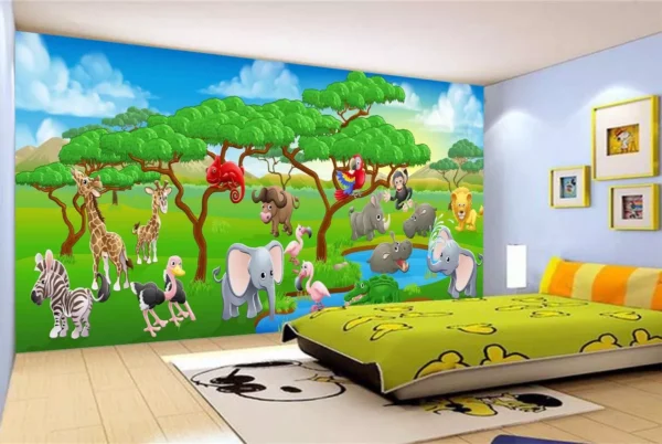 Papel De Parede Baby Zoo Safari Bichinhos Selva 7,5m² Azs39