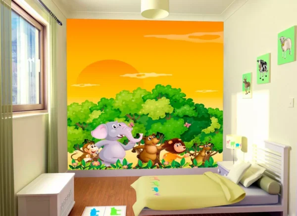 Papel De Parede Baby Zoo Safari Bichinhos Selva 9m² Azs12