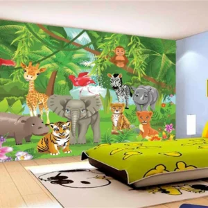 Papel De Parede Baby Zoo Safari Bichinhos Selva M² Azs44