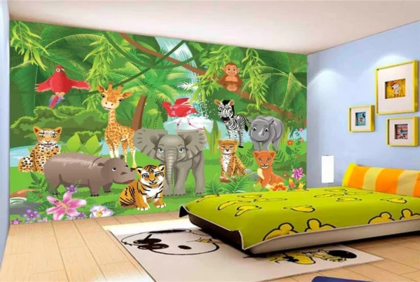 Papel De Parede Baby Zoo Safari Bichinhos Selva M² Azs44