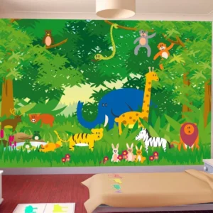 Papel De Parede Baby Zoo Safari Bichos Selva M² Azs40