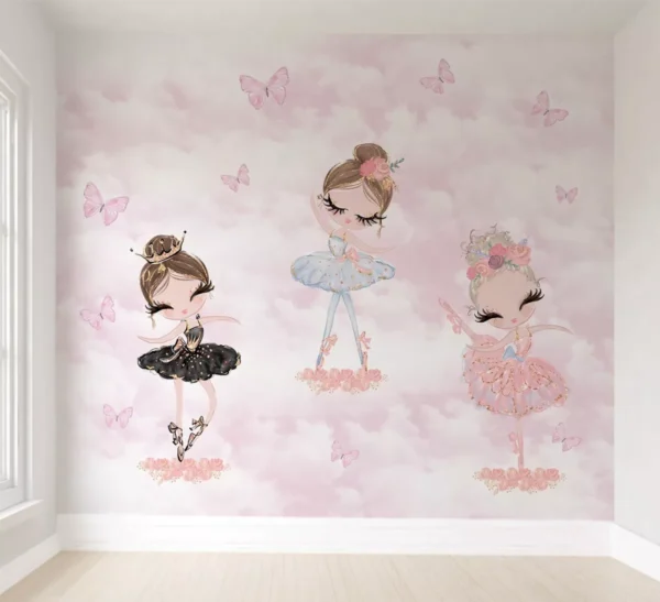 Papel De Parede Bailarina De Menina Quarto Feminino Pp340 M²