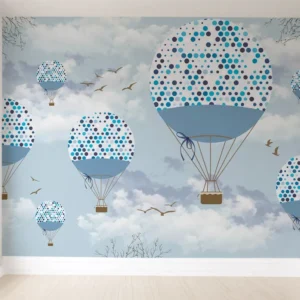 Papel De Parede Balão Azul Menino Infantil Quarto Pp249 M²