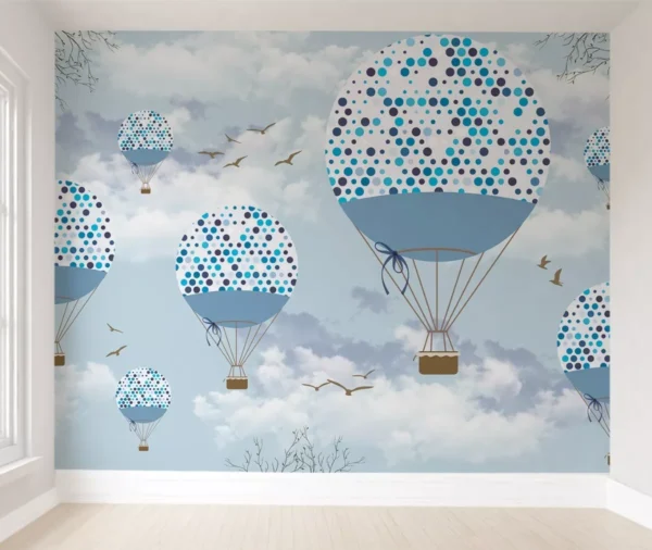 Papel De Parede Balão Azul Menino Infantil Quarto Pp249 M²