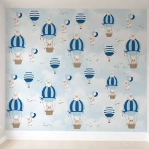 Papel De Parede Balão Azul Ovelhinha Quarto Menino Pp309 M²