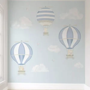 Papel De Parede Balão Bebê Menino Azul Infantil Pp252 M²