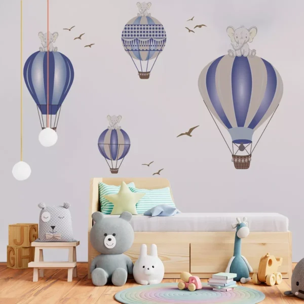 Papel De Parede Balão Elefantinho Menino Para Bebê Pp200 M²