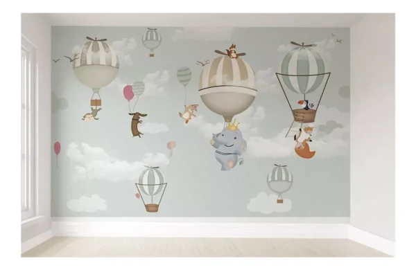 Papel De Parede Balão Elefantinho Quarto Infantil Vr191 3m²