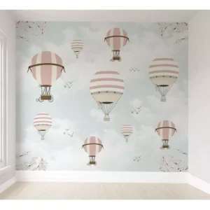 Papel De Parede Balão Menina Rosa Infantil Quarto Bebê M²