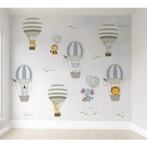 Papel De Parede Balão Safári Infantil Quarto Bebê Pp231 M²