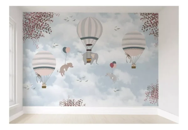 Papel De Parede Balão Safári Menina Quarto Infantil Pp127 M²