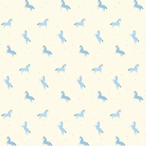 Papel De Parede Bebê Infantil Cavalo Azul Fundo Amarelo 3m