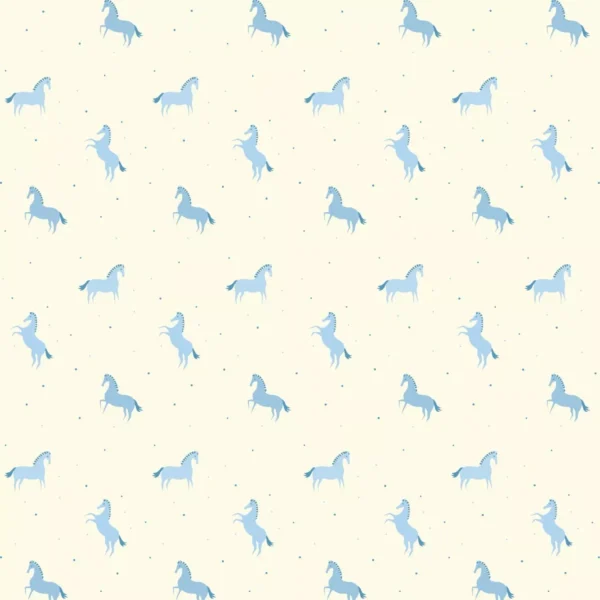 Papel De Parede Bebê Infantil Cavalo Azul Fundo Amarelo 3m