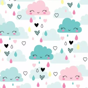 Papel De Parede Bebê Infantil Nuvem Chuva Nuvens Teen