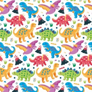 Papel De Parede Bebê Infantil Vulcão Dinossauro Colorido 3m