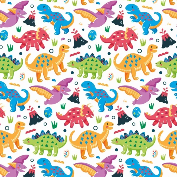 Papel De Parede Bebê Infantil Vulcão Dinossauro Colorido 3m